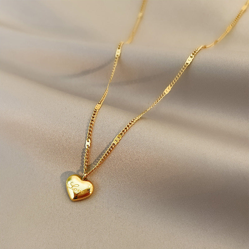 Golden Heart Snake Chain Necklace