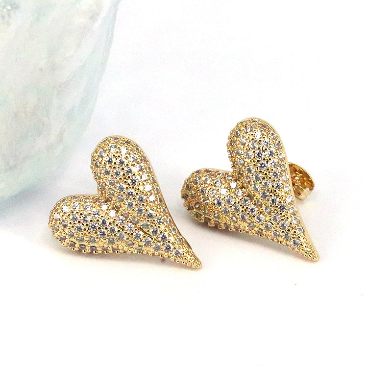 Petal Glow Heart Stud Earrings