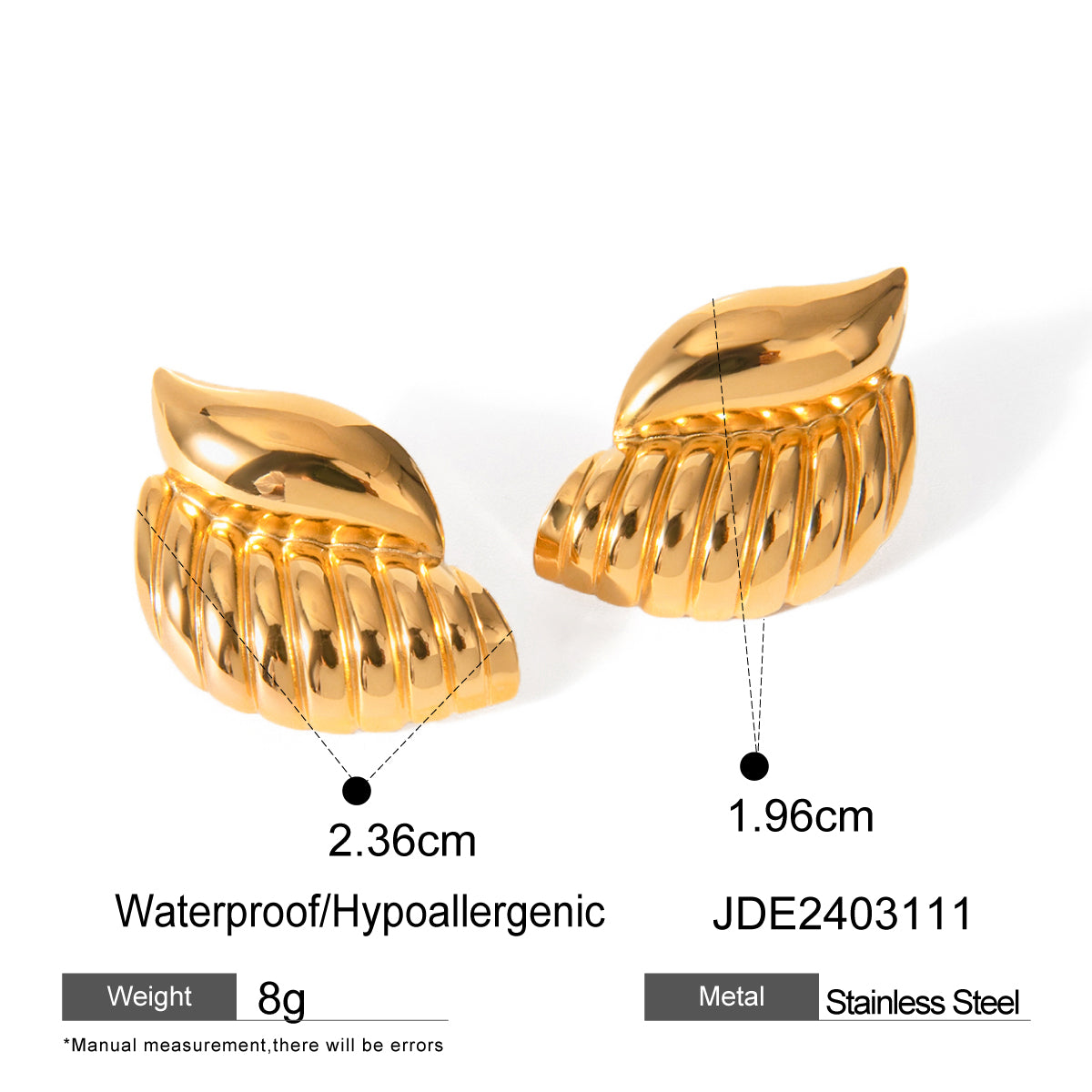 Golden Conch Stud Earrings