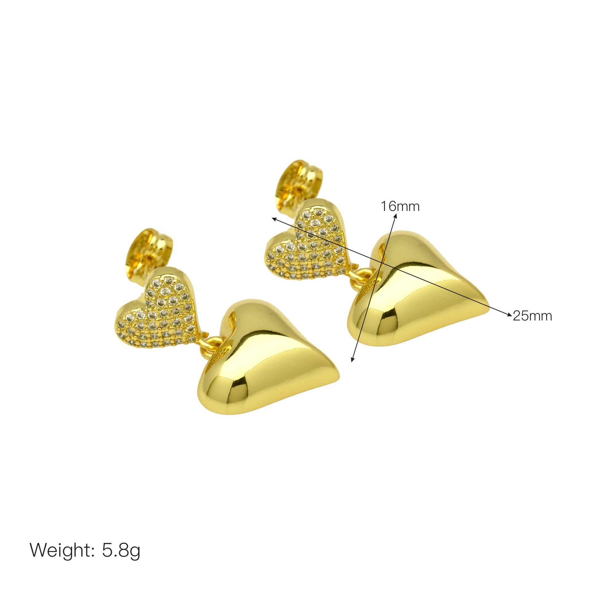 Double Heart Drop Earrings