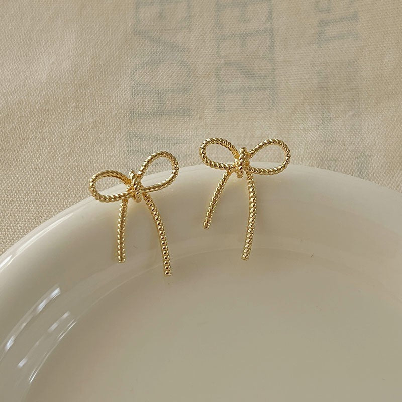 Simple Gold Bow Studs