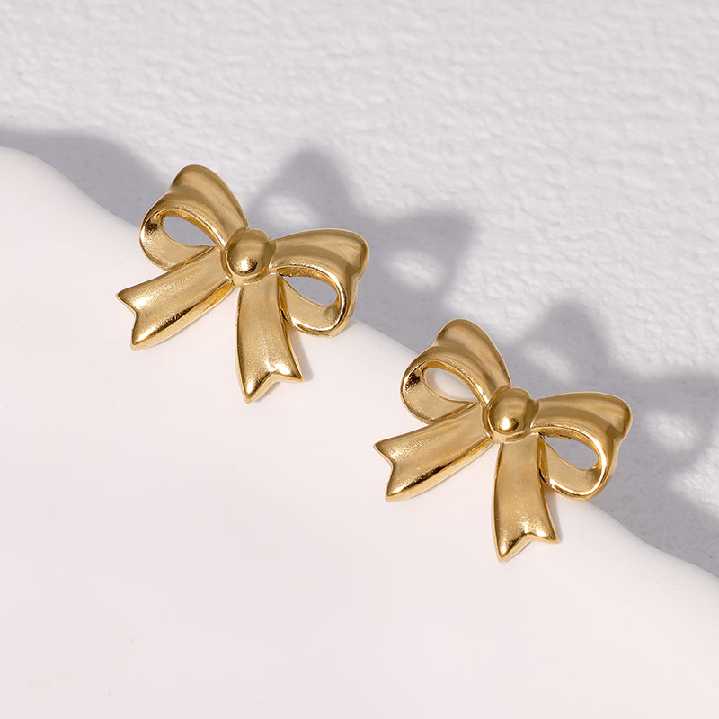 Sweet Bow Gold Studs