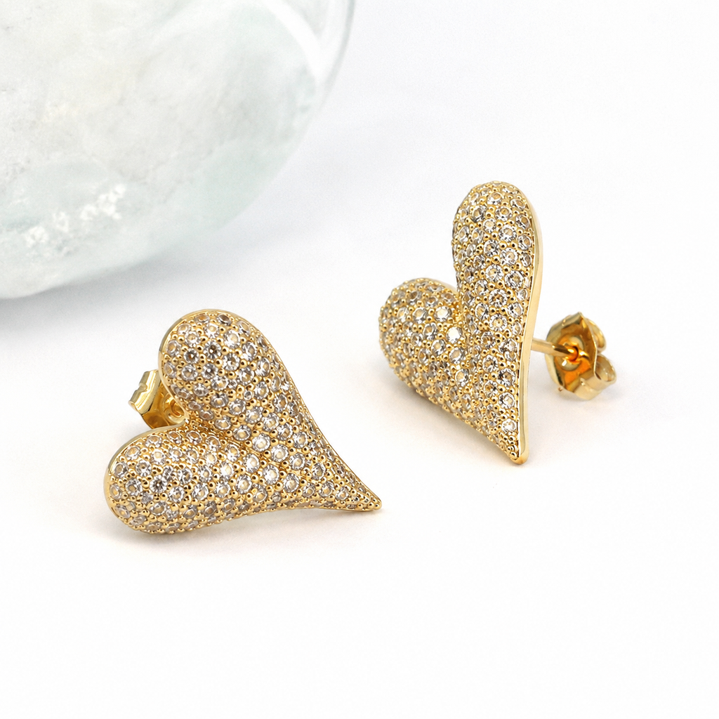 Petal Glow Heart Stud Earrings