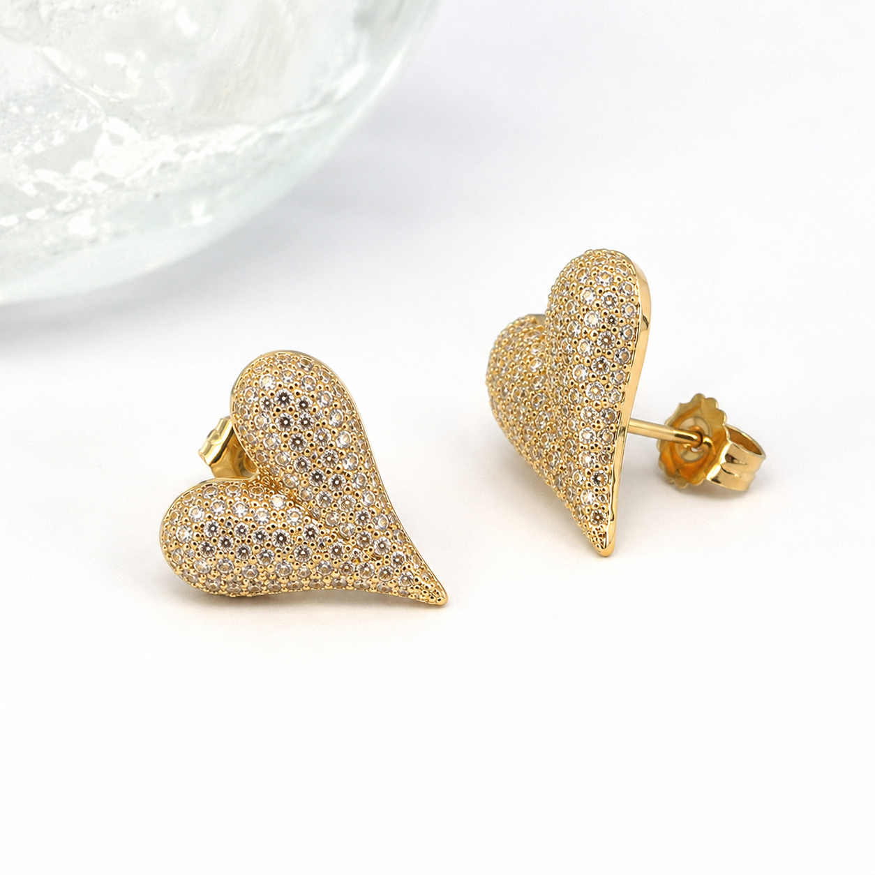 Petal Glow Heart Stud Earrings