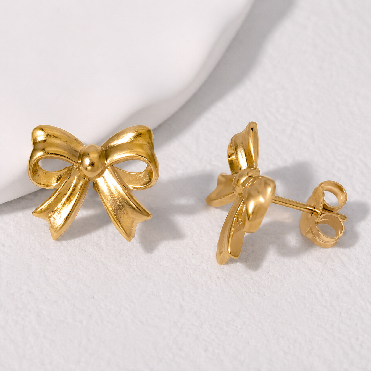 Sweet Bow Gold Studs