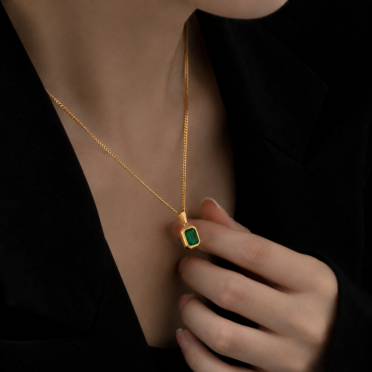 Golden Prism Pendant Necklace