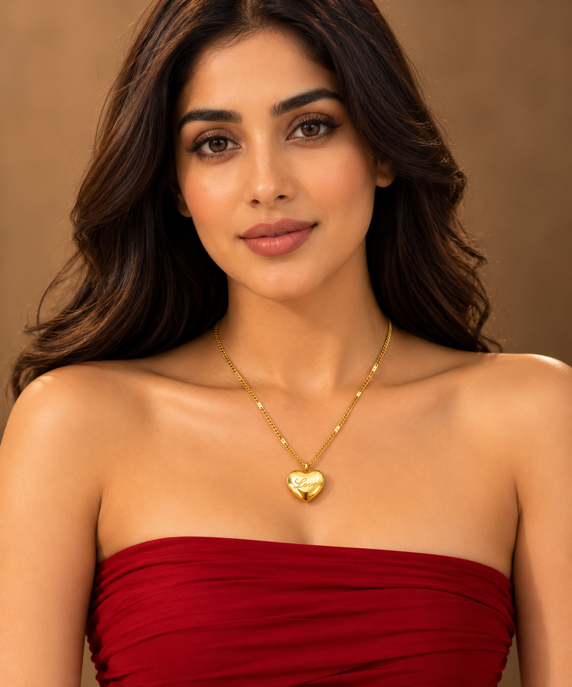 Golden Heart Snake Chain Necklace