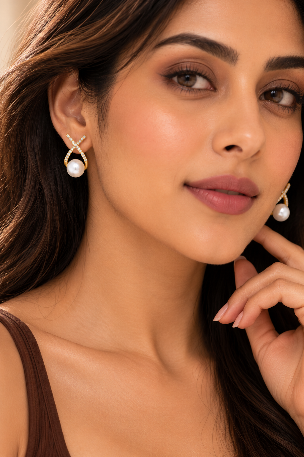 Sweet Pearl Cross Studs
