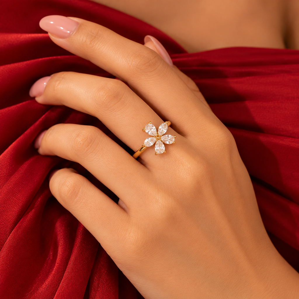 Golden Bloom Open Ring