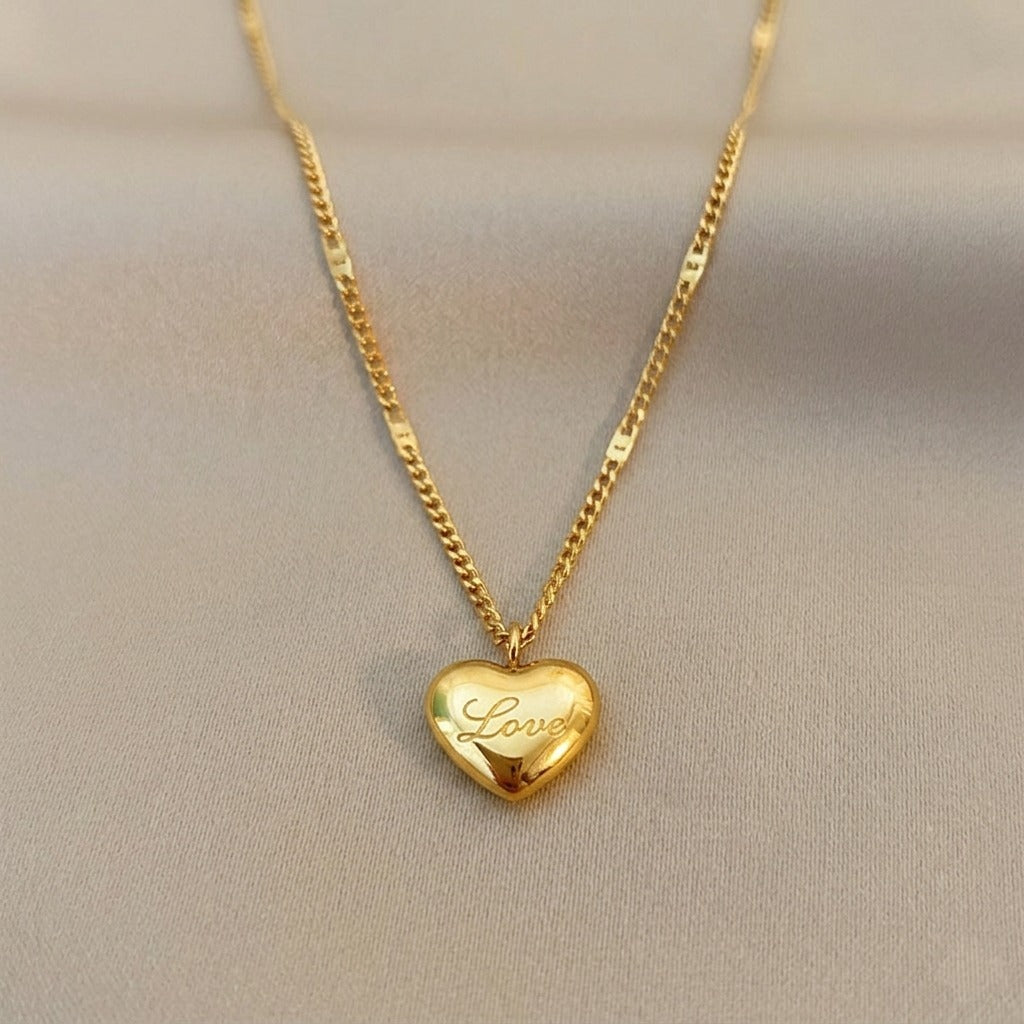 Golden Heart Snake Chain Necklace