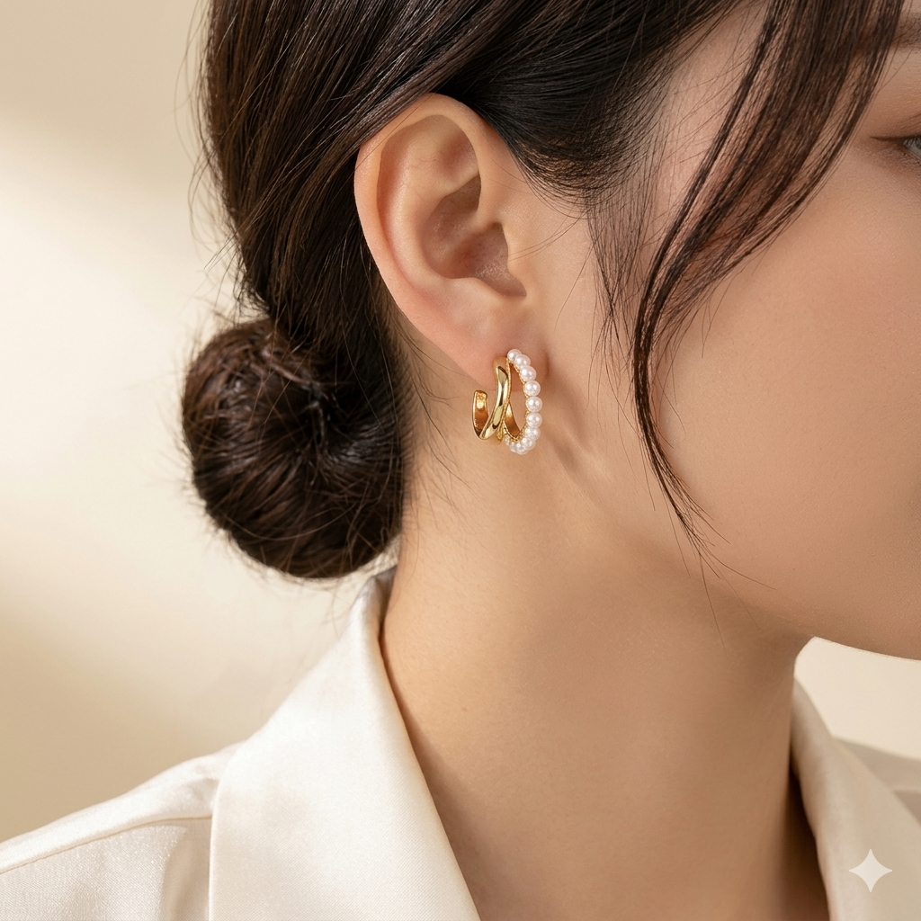 Pearl Curve U-Shape Studs