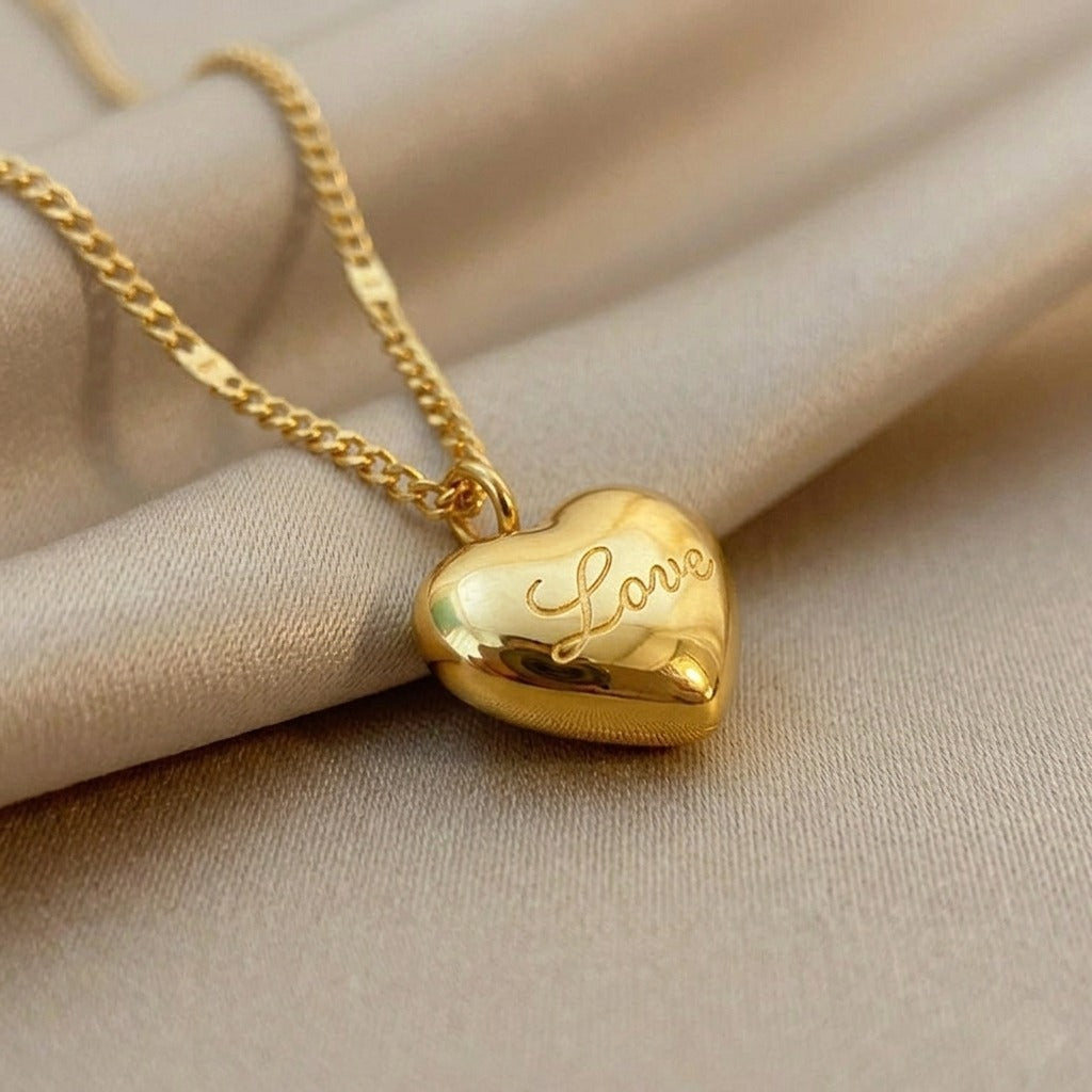 Golden Heart Snake Chain Necklace