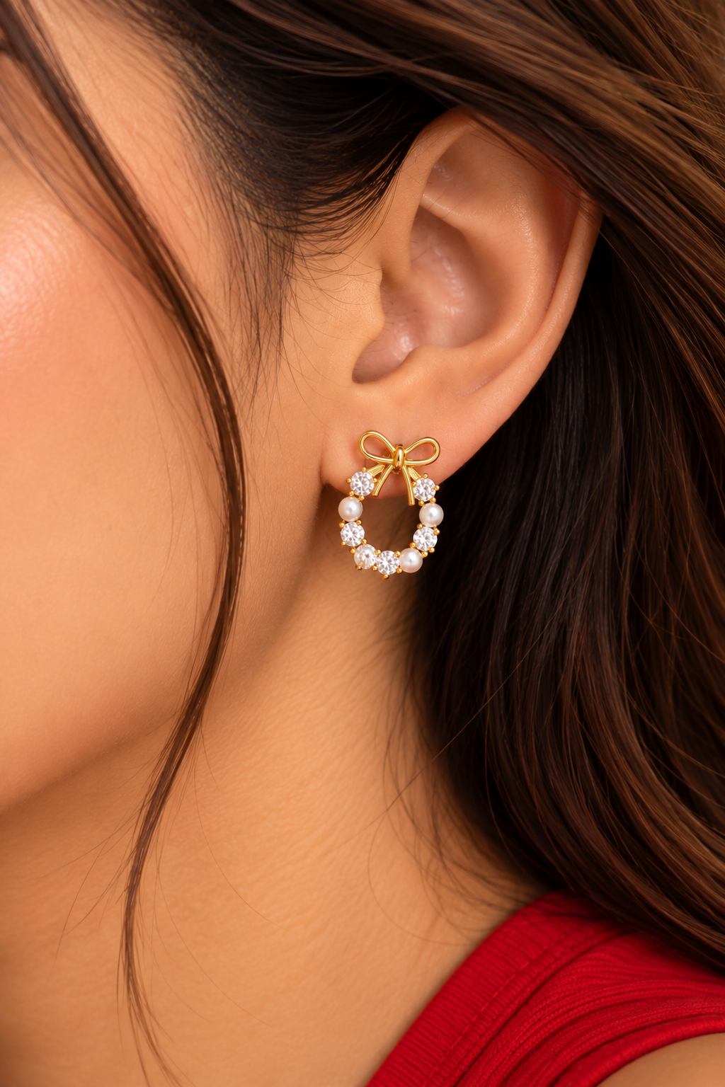 Golden Pearl Bow Drops