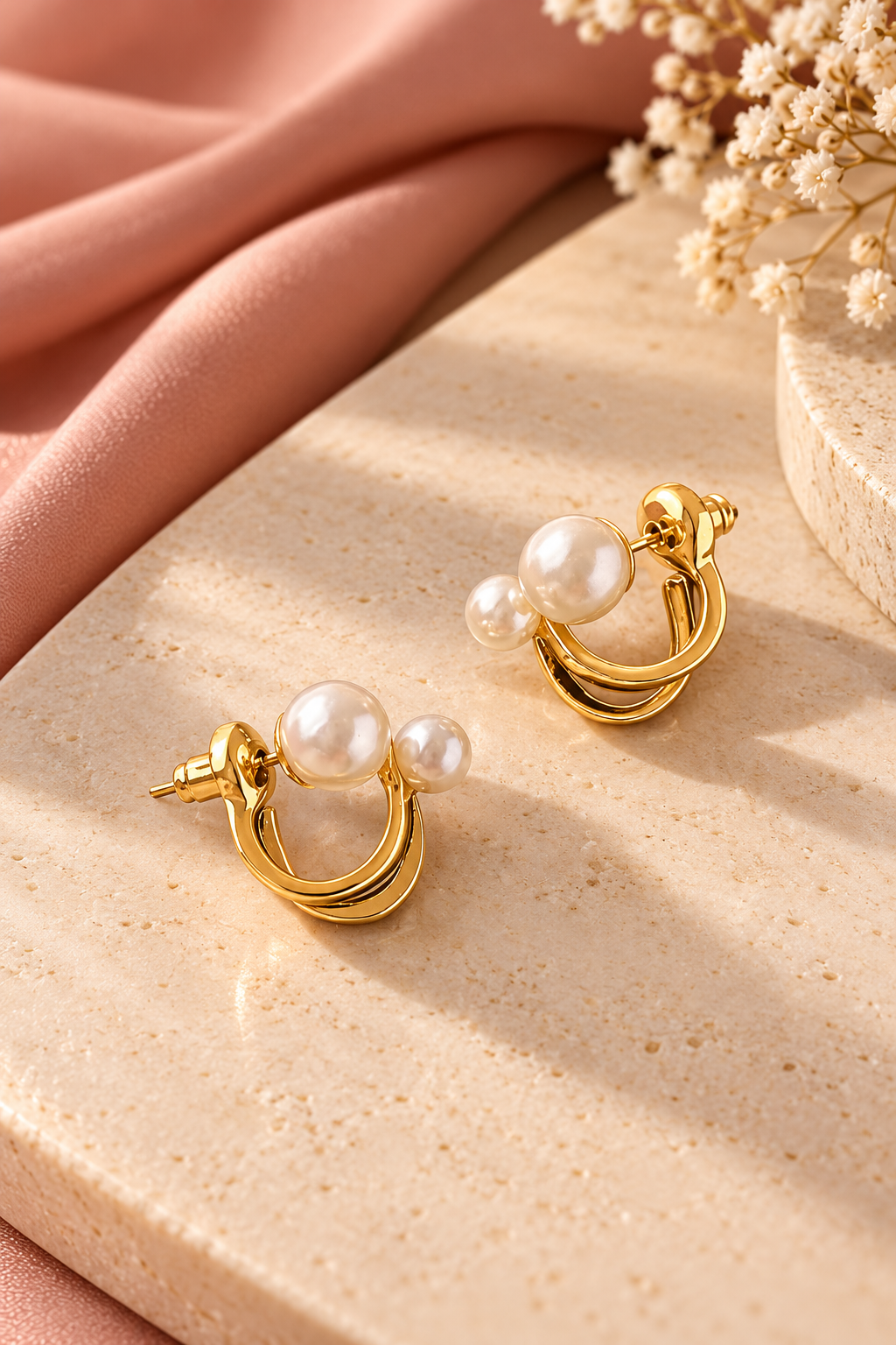 Double Pearl Earrings