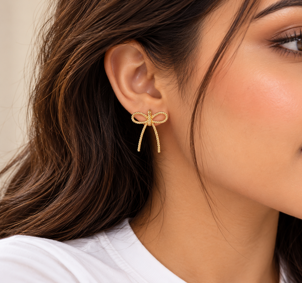 Simple Gold Bow Studs