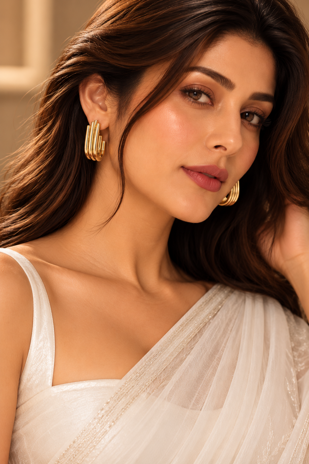 Elara U-Shape Gold Earrings