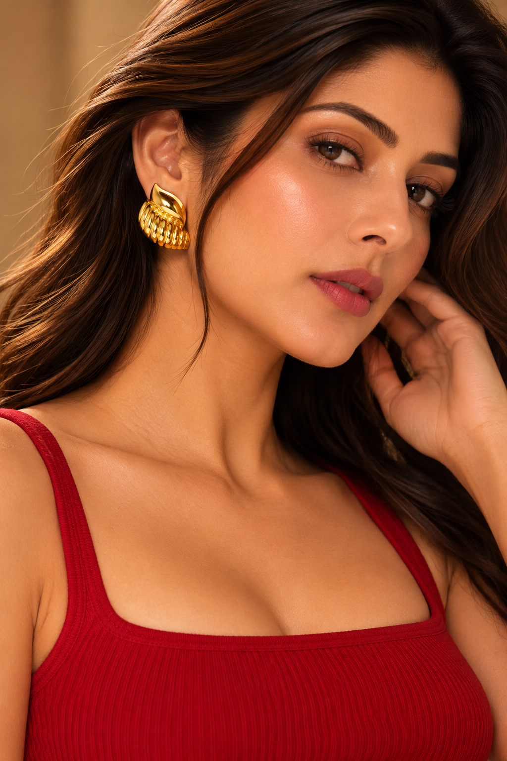 Golden Conch Stud Earrings