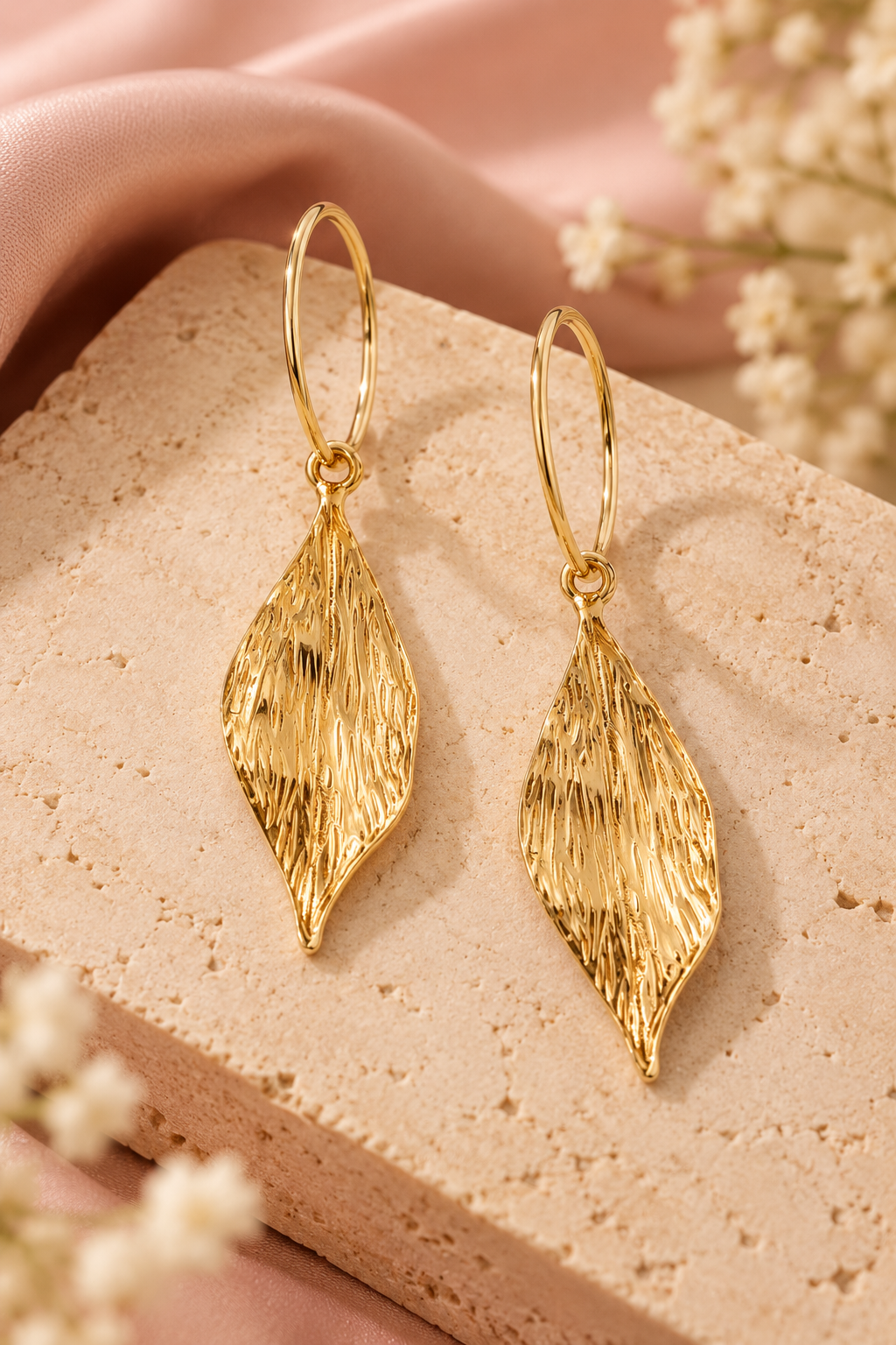 Golden Leaf Drop Earrings