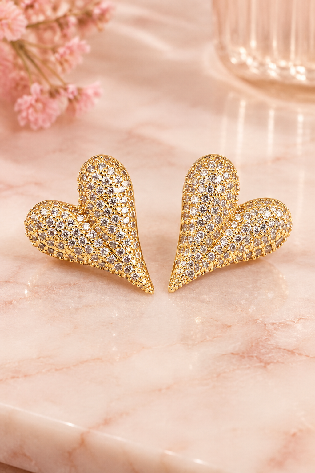 Petal Glow Heart Stud Earrings